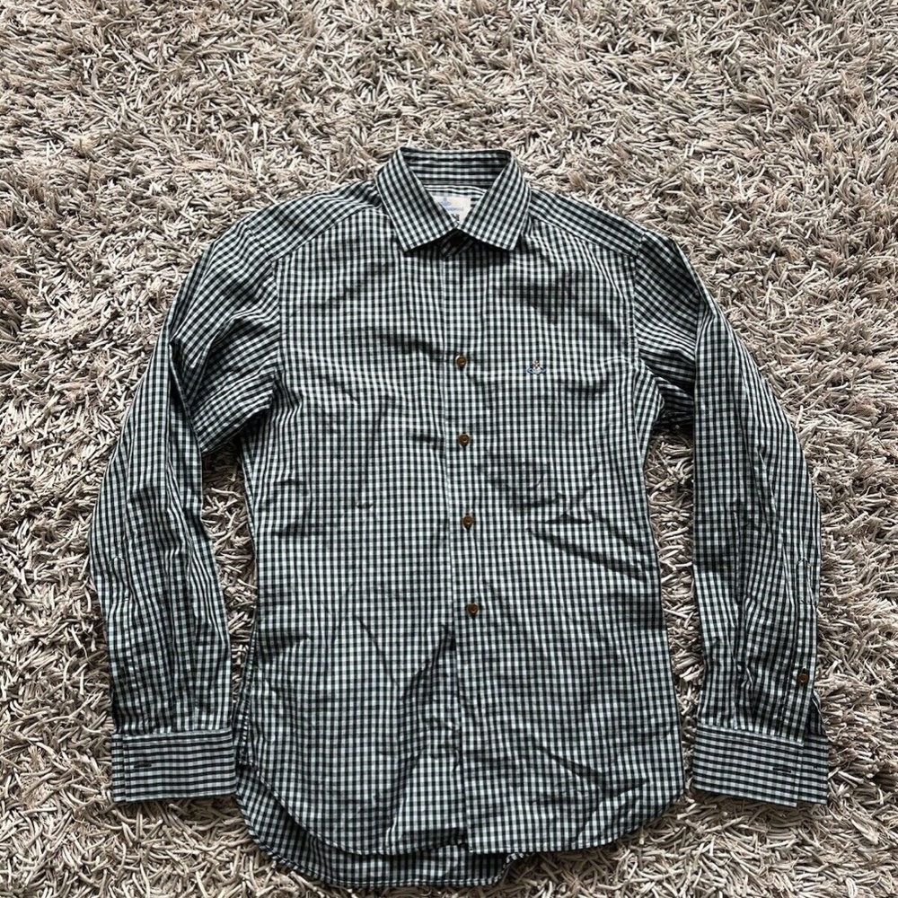 Vivienne Westwood Man Shirt Long Sleeve Plaid Blue / Black Sz II